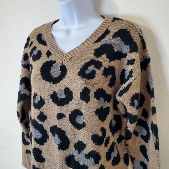 Women's Small A.N.A Cheetah Print Sweater - Picture 2 of 5